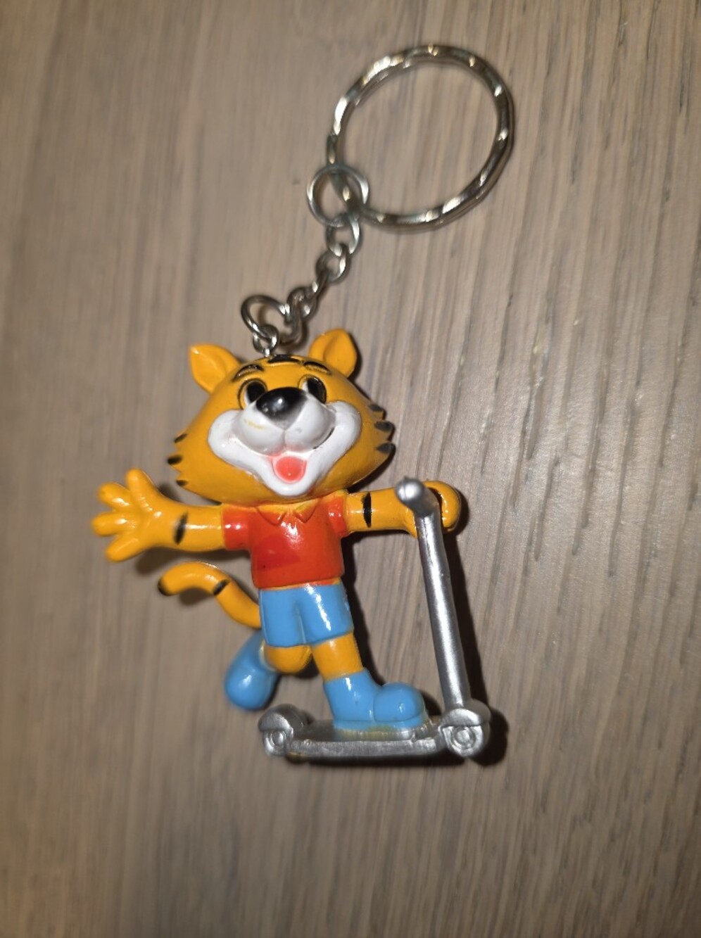 Tiger On Scooter Keychain Figure
